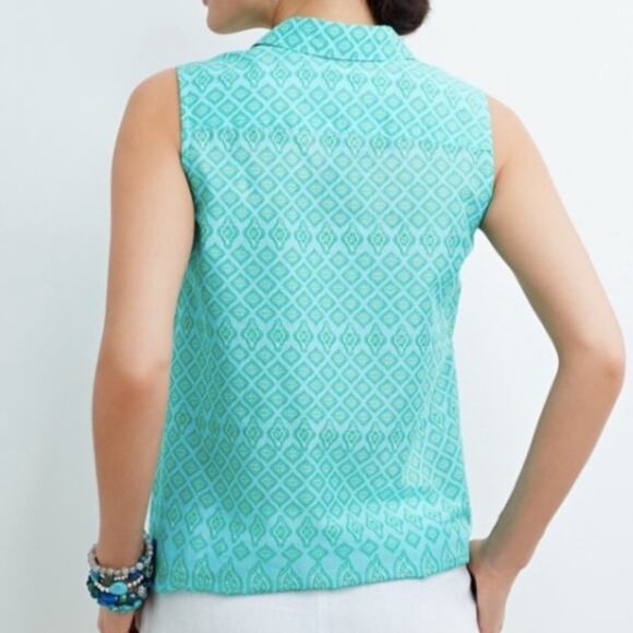 J Jill Sleeveless Tie Waist Button Down Cotton Top Small - Picture 3 of 8